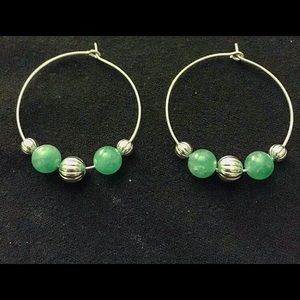 handmade sea foam & silver hoops